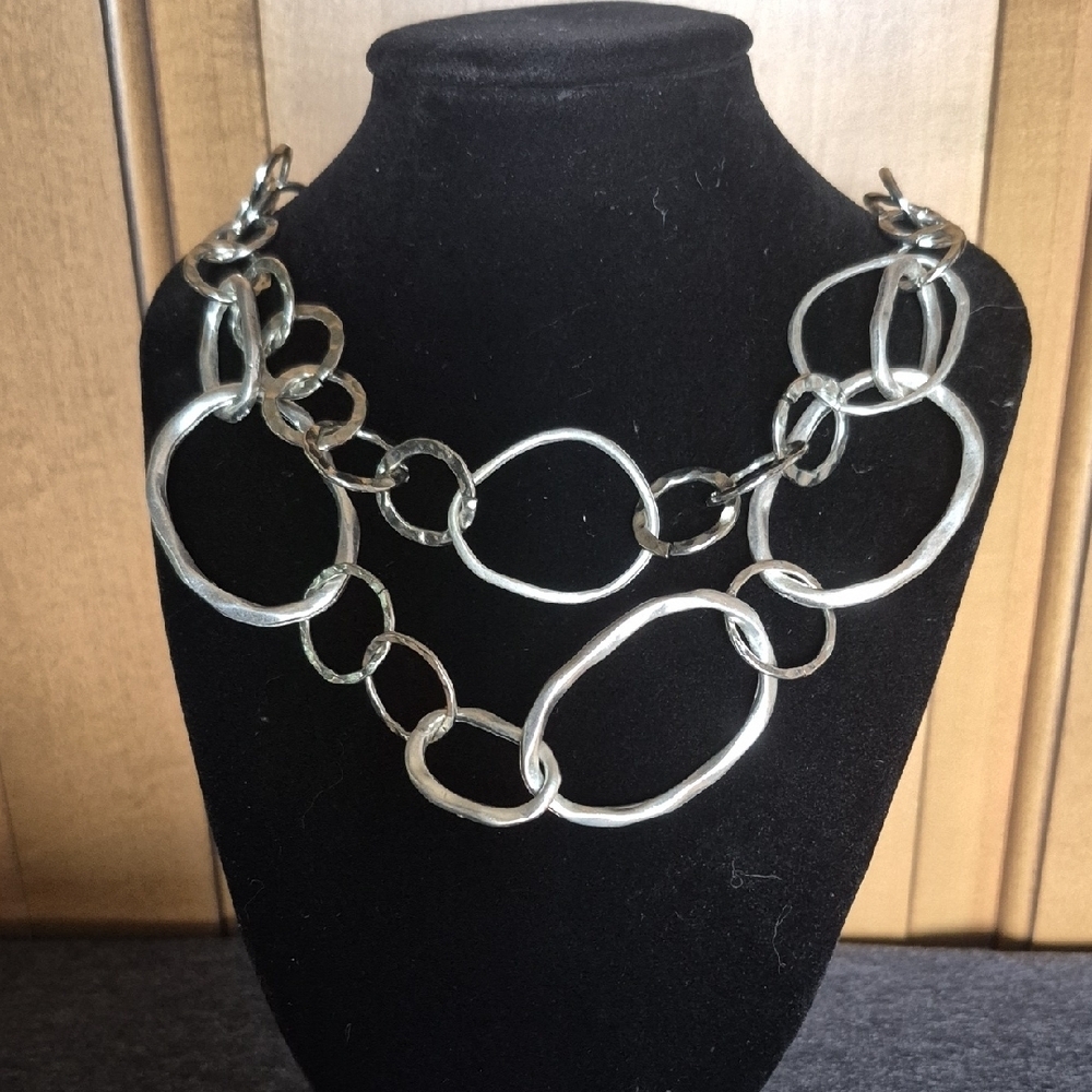Chico's Bold Silver Statement Necklace - Picture 1 of 2
